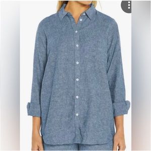 NWT Gap Lady’s Linen Button Down Blue Chambray Size XXL